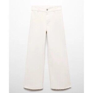Mango Women's High-Waist, Loose-Fit, Angle Length Jeans White Size 4